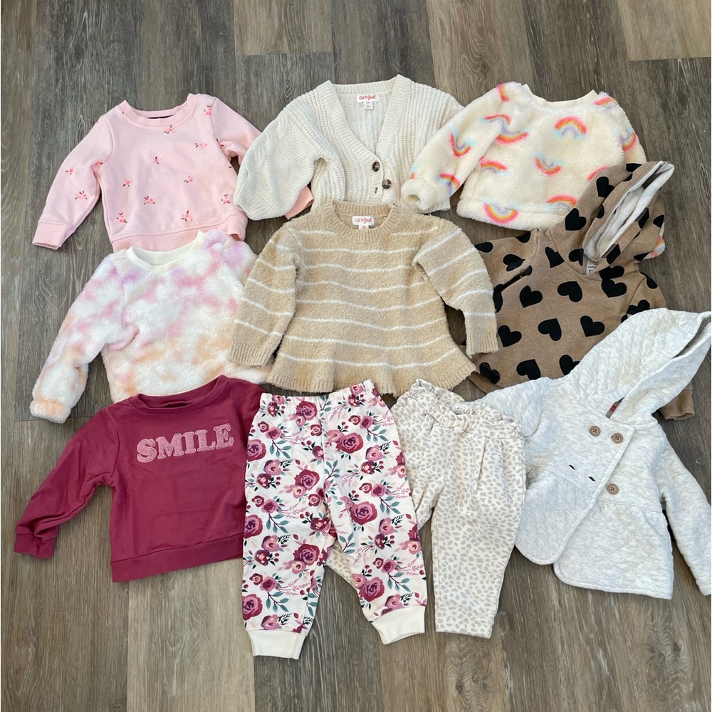 12 Month Lot of 10 Sweatshirts, Sweatpants, and Sweaters